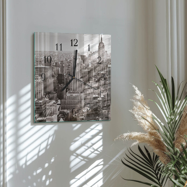 Vierkante glazen wandklok Horizon