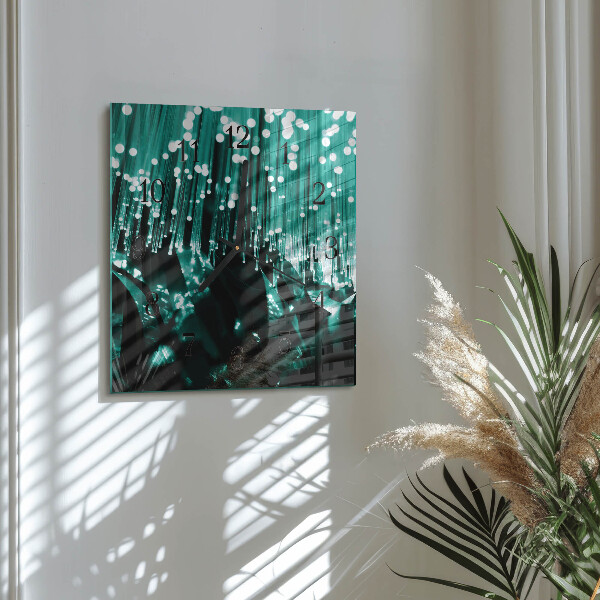 Vierkante glazen wandklok Glasvezel