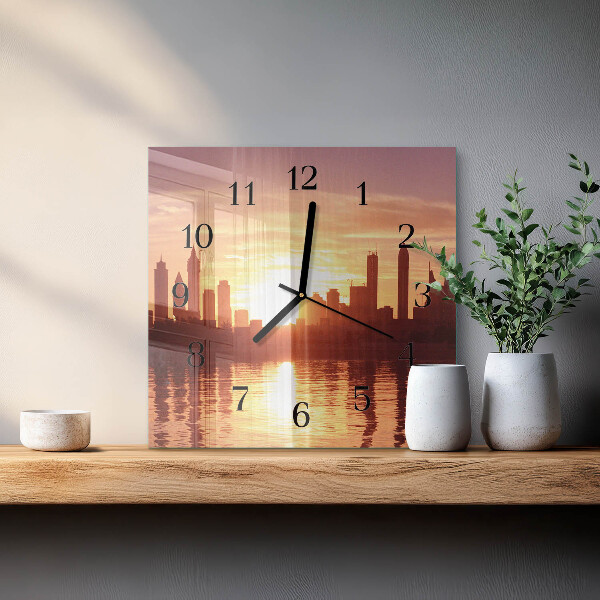 Vierkante glazen wandklok Horizon