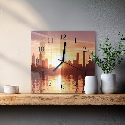 Vierkante glazen wandklok Horizon