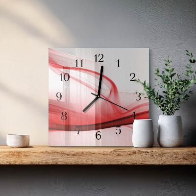 Vierkante glazen wandklok Abstracte lijnen