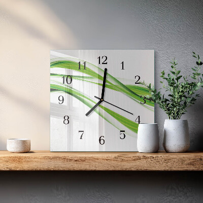 Vierkante glazen wandklok Abstracte lijnen