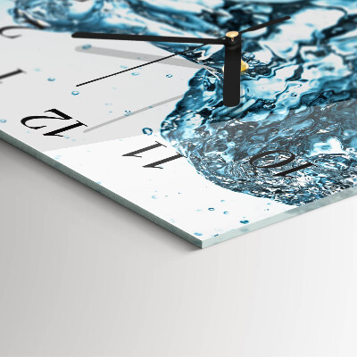 Vierkante glazen wandklok Water