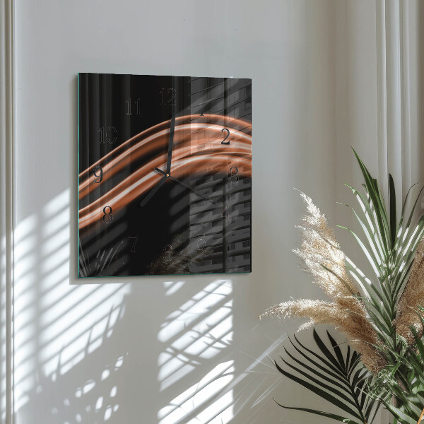 Vierkante glazen wandklok Abstracte lijnen