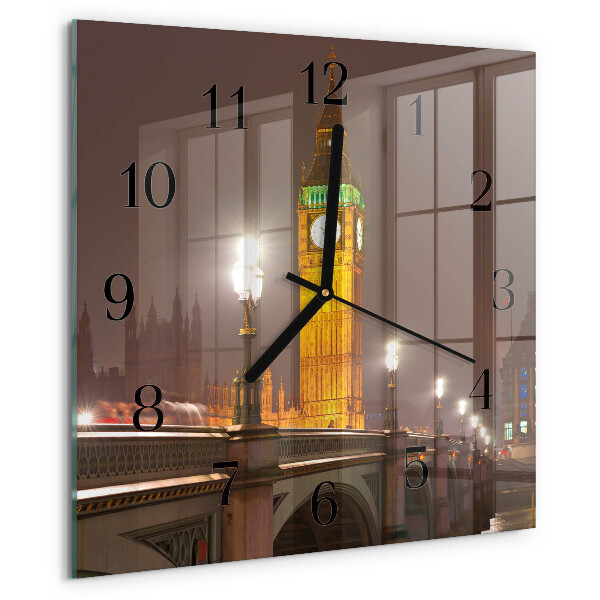 Vierkante glazen wandklok Big Ben