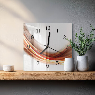 Vierkante glazen wandklok Abstracte lijnen