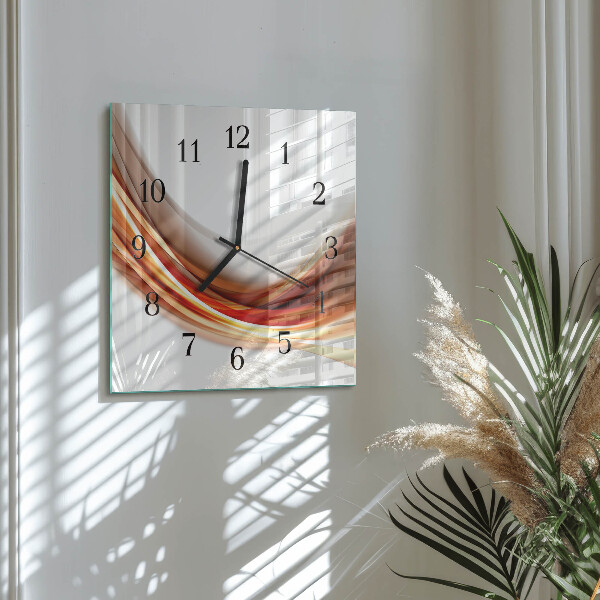 Vierkante glazen wandklok Abstracte lijnen