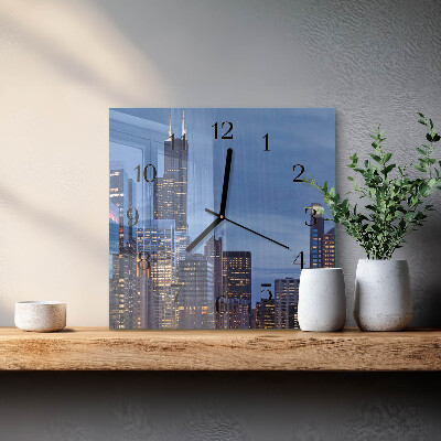 Vierkante glazen wandklok Horizon