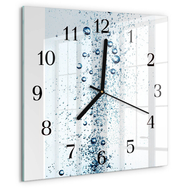 Vierkante glazen wandklok Water