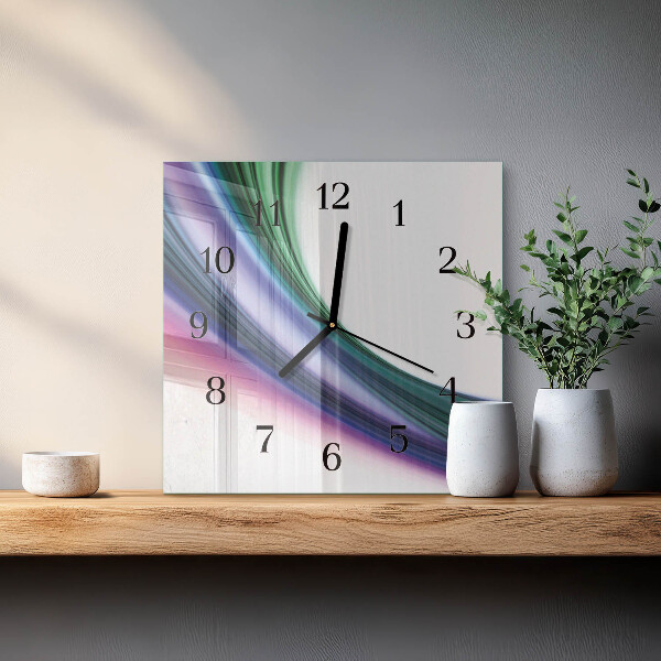 Vierkante glazen wandklok Abstracte lijnen