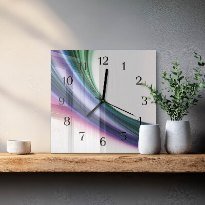 Vierkante glazen wandklok Abstracte lijnen