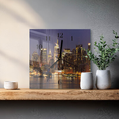Vierkante glazen wandklok Horizon