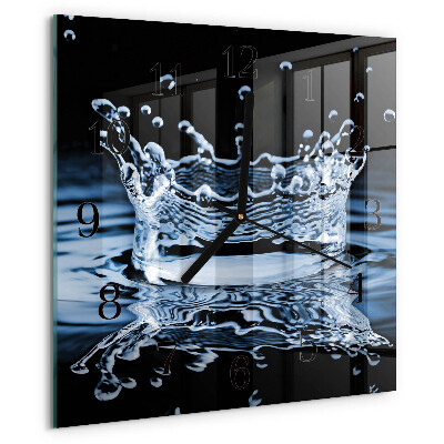 Vierkante glazen wandklok Water