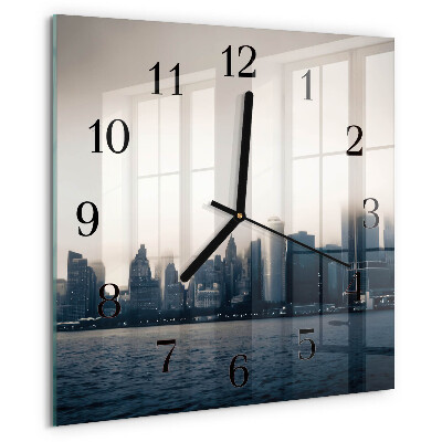 Vierkante glazen wandklok Horizon