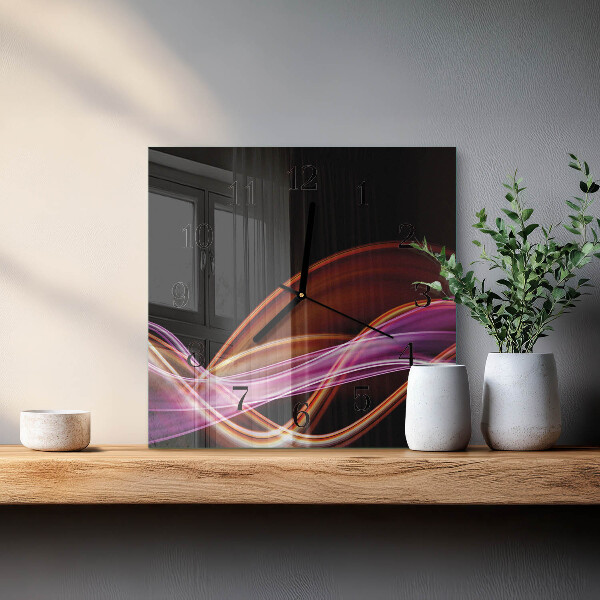 Vierkante glazen wandklok Abstracte kunst