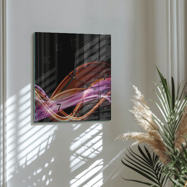 Vierkante glazen wandklok Abstracte kunst