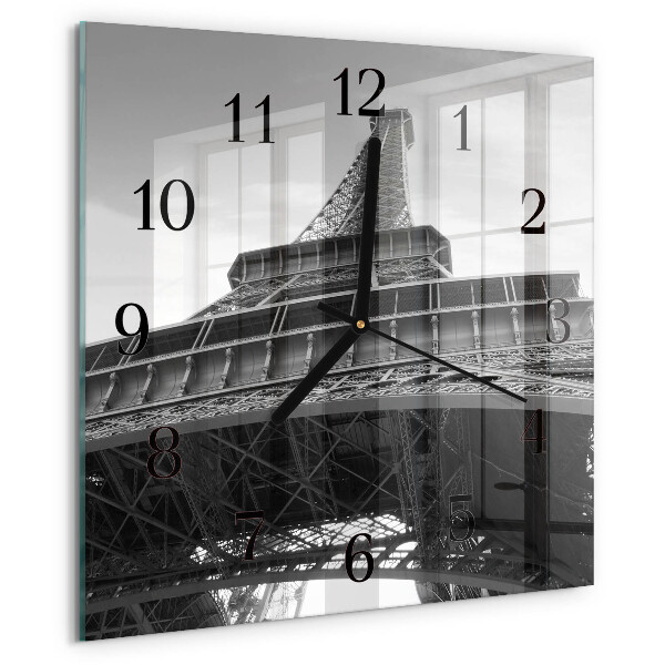 Vierkante glazen wandklok Eiffeltoren Parijs