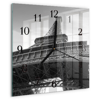 Vierkante glazen wandklok Eiffeltoren Parijs