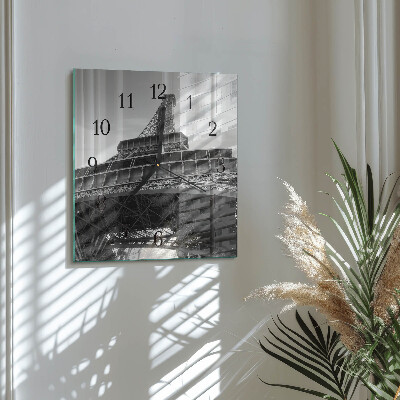 Vierkante glazen wandklok Eiffeltoren Parijs