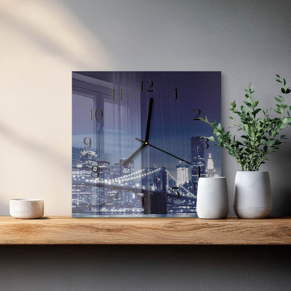 Vierkante glazen wandklok Horizon