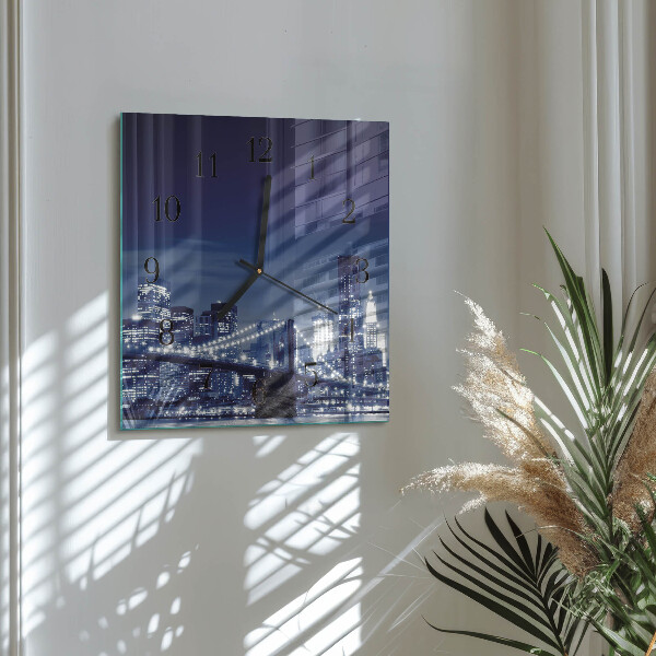 Vierkante glazen wandklok Horizon