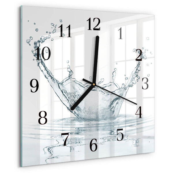 Vierkante glazen wandklok Water