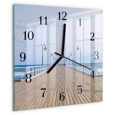 Vierkante glazen wandklok Pier