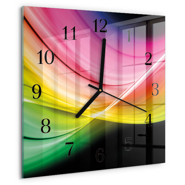 Vierkante glazen wandklok Abstracte lijnen