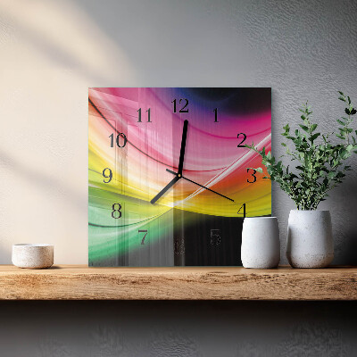 Vierkante glazen wandklok Abstracte lijnen