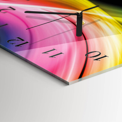 Vierkante glazen wandklok Abstracte lijnen