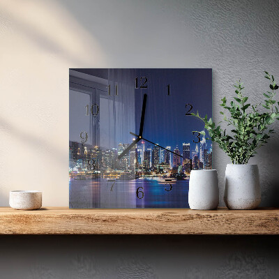 Vierkante glazen wandklok Horizon