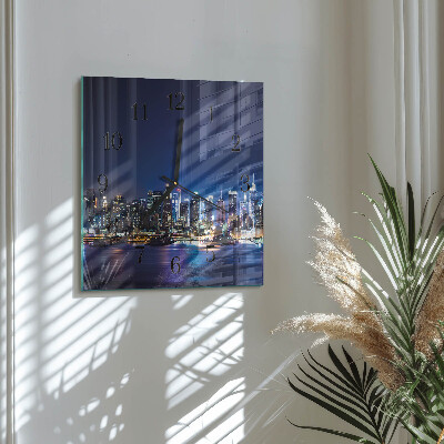 Vierkante glazen wandklok Horizon
