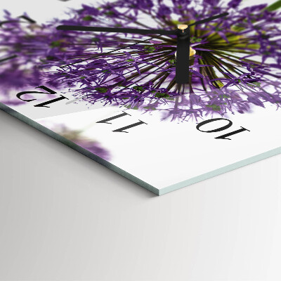Vierkante glazen wandklok Bloem
