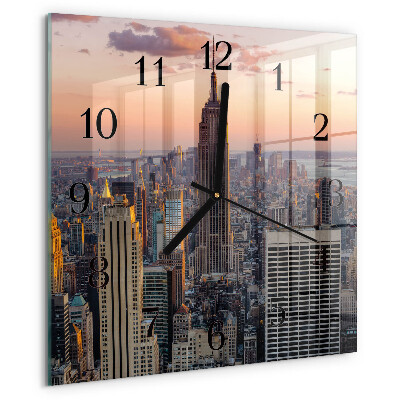 Vierkante glazen wandklok Horizon
