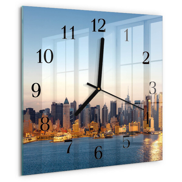 Vierkante glazen wandklok Horizon