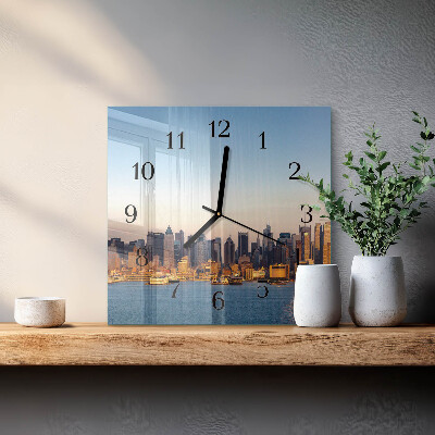 Vierkante glazen wandklok Horizon