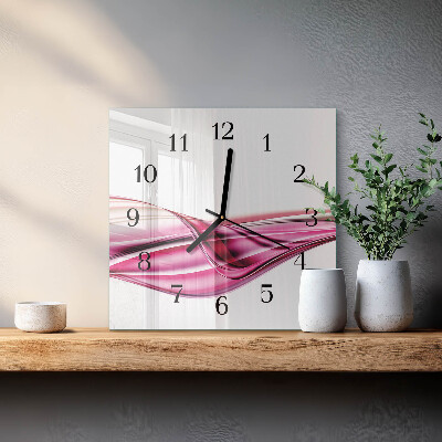 Vierkante glazen wandklok Abstracte lijnen