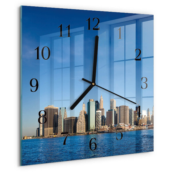 Vierkante glazen wandklok Horizon
