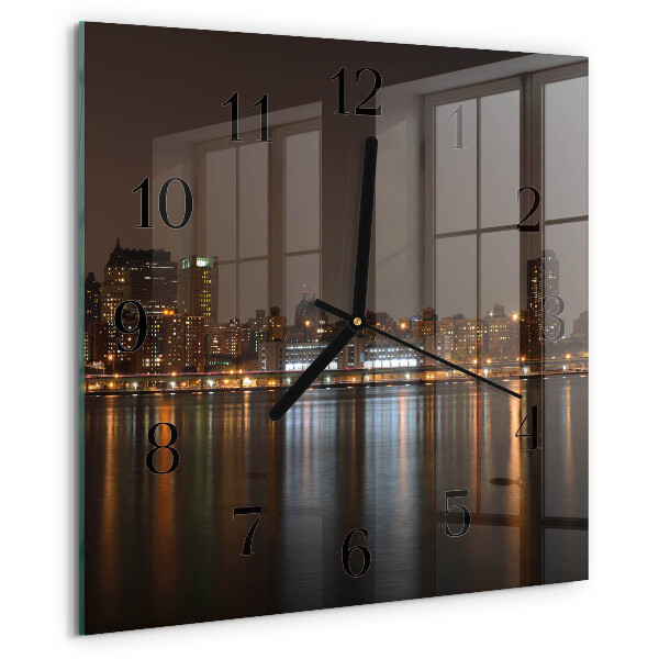 Vierkante glazen wandklok Horizon
