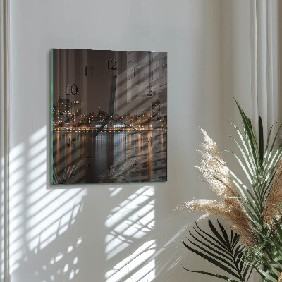 Vierkante glazen wandklok Horizon