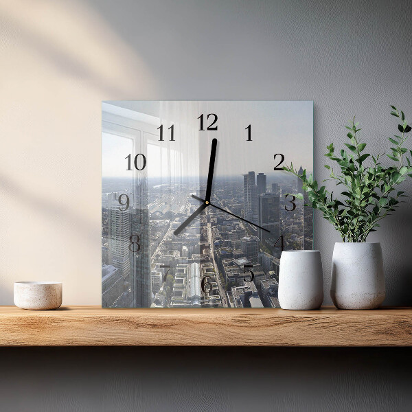 Vierkante glazen wandklok Horizon