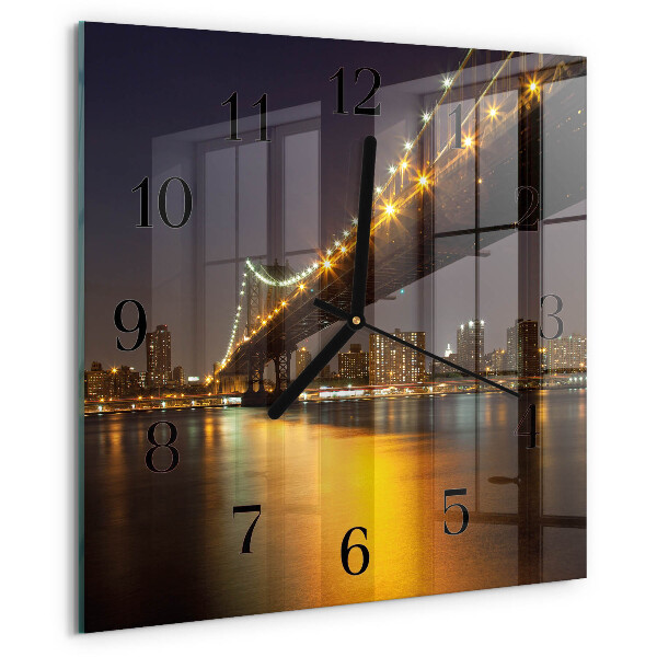 Vierkante glazen wandklok Horizonbrug