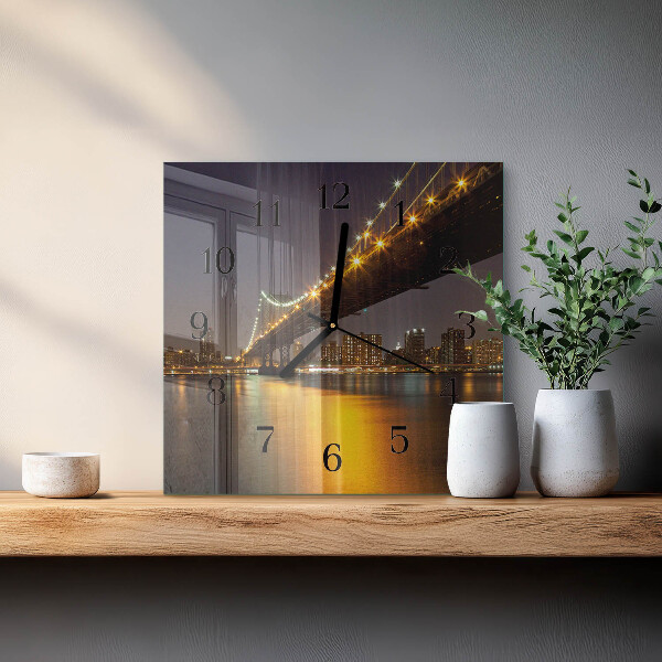 Vierkante glazen wandklok Horizonbrug