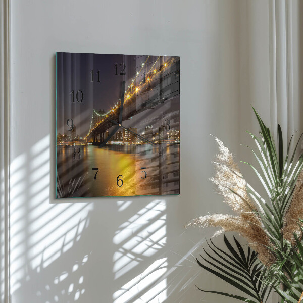 Vierkante glazen wandklok Horizonbrug