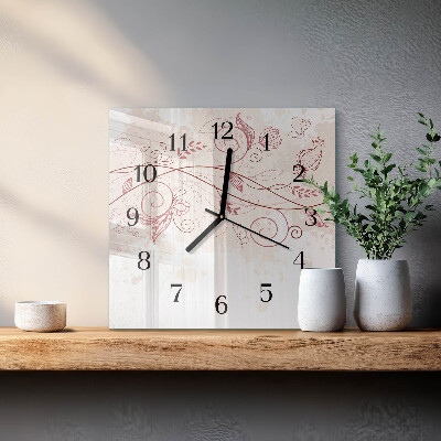 Vierkante glazen wandklok Bloemkunst