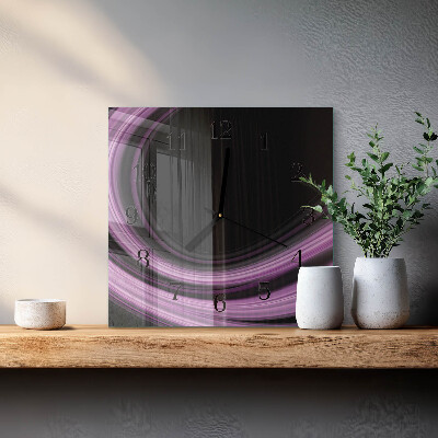 Vierkante glazen wandklok Abstracte lijnen