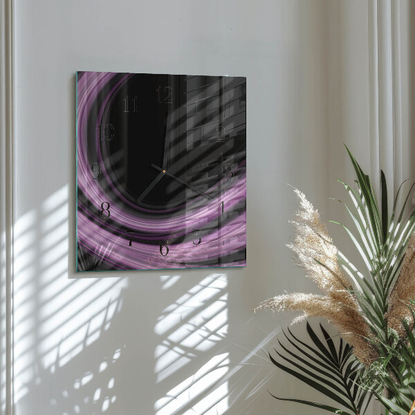 Vierkante glazen wandklok Abstracte lijnen