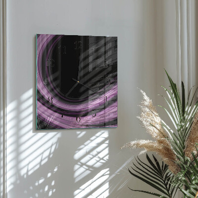Vierkante glazen wandklok Abstracte lijnen