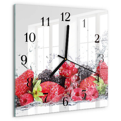 Vierkante glazen wandklok Fruit