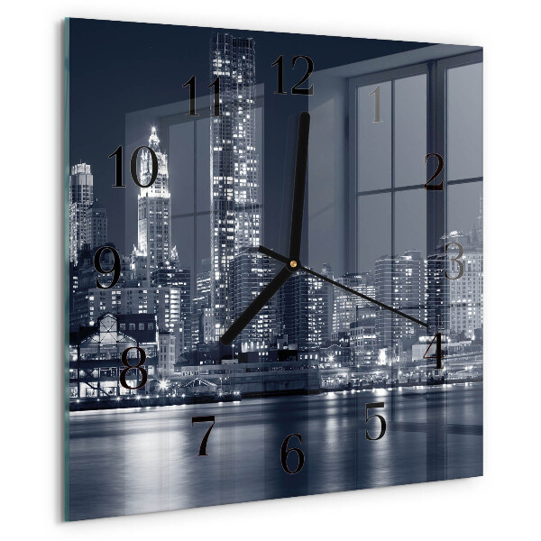 Vierkante glazen wandklok Horizon